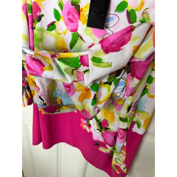 Slim Factor Blouse Investments Floral Womens Tunic Top Large 3/4 Ruffle Sleeve - Picture 7 of 10